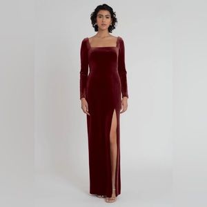 Jenny Yoo Rachel Velvet Dress in Dark Berry